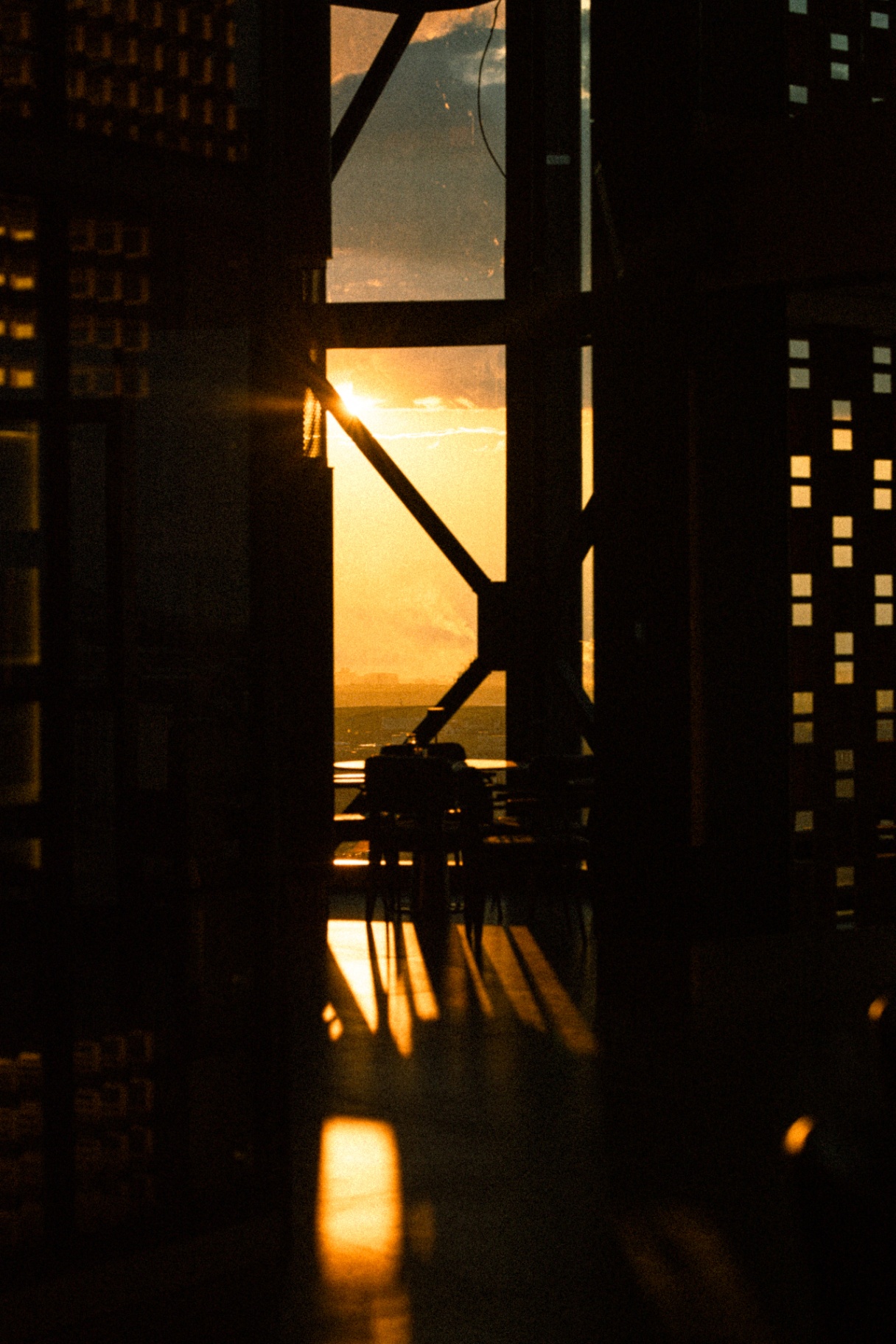 Rooftop view at sunset
